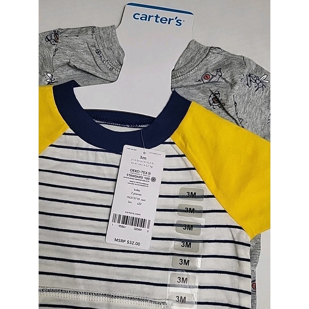MWT Carter's Boys Size 3M Adorable 2-Pack Rompers Snap Closure‎ Outfits Insects